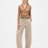 Mid Rise Twill Barrel Pants