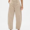 Mid Rise Twill Barrel Pants