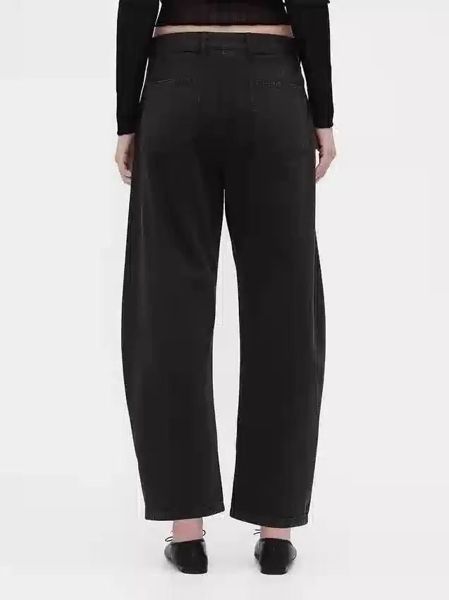 Mid Rise Twill Barrel Pants