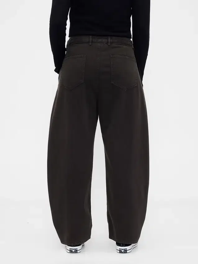 Mid Rise Twill Barrel Pants