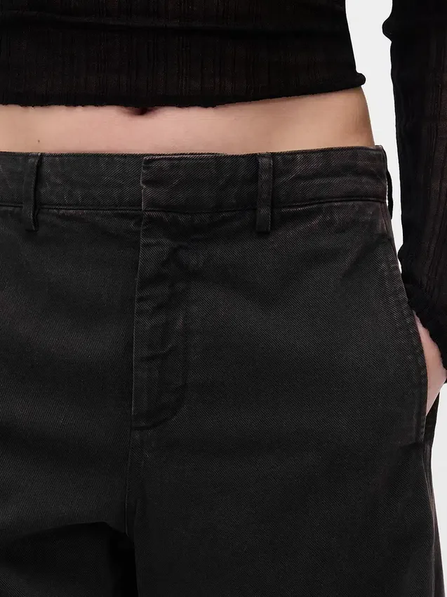 Mid Rise Twill Barrel Pants