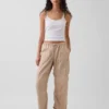 Mid Rise Twill Easy Barrel Utility Pants