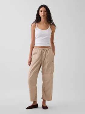 Mid Rise Twill Easy Barrel Utility Pants