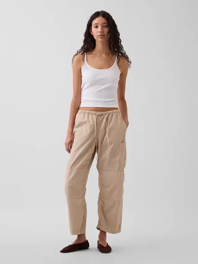 Mid Rise Twill Easy Barrel Utility Pants