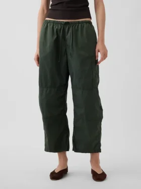 Mid Rise Twill Easy Barrel Utility Pants