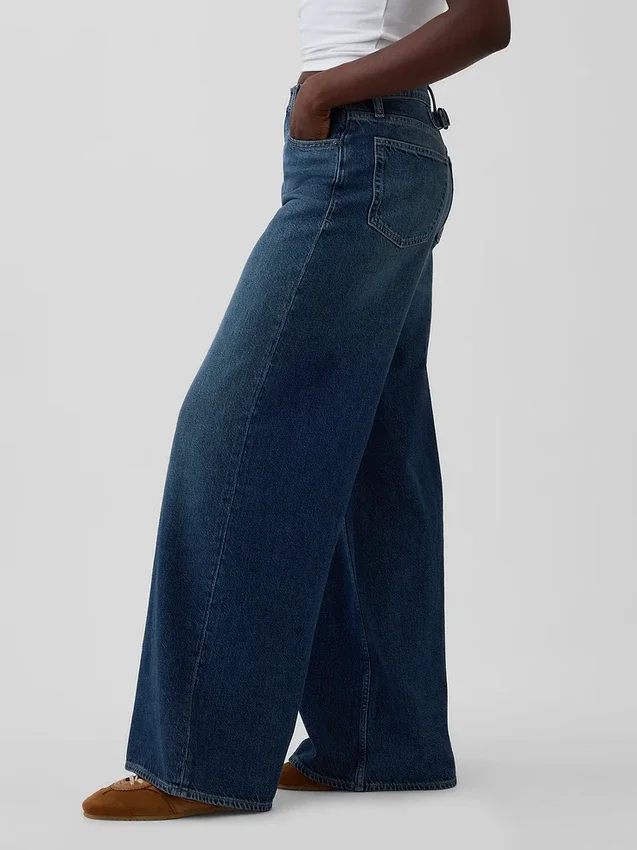 Mid Rise Ultrasoft Buckle Baggy Jeans