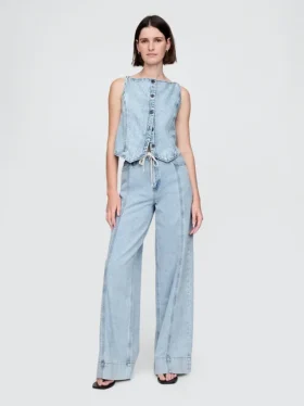 Mid Rise Ultrasoft Denim Baggy Trousers
