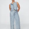 Mid Rise Ultrasoft Denim Baggy Trousers
