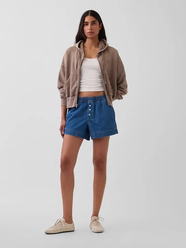 Mid Rise Ultrasoft Denim Boxer Shorts