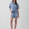 Mid Rise Ultrasoft Denim Easy Dolphin Shorts
