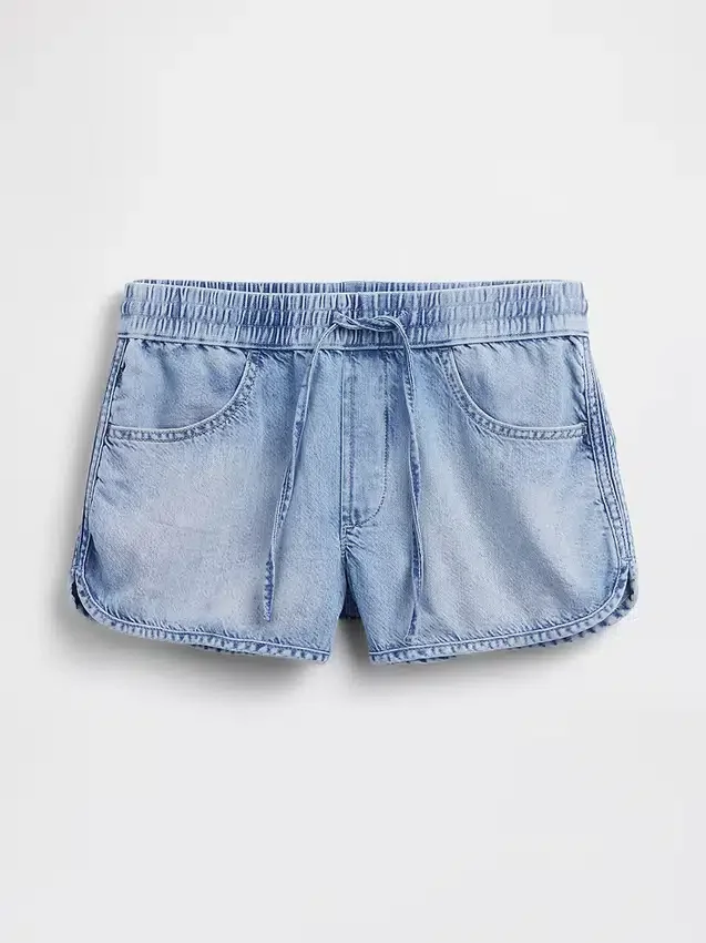 Mid Rise Ultrasoft Denim Easy Dolphin Shorts