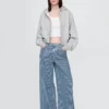 Mid Rise Ultrasoft Denim Stripe Baggy Jeans