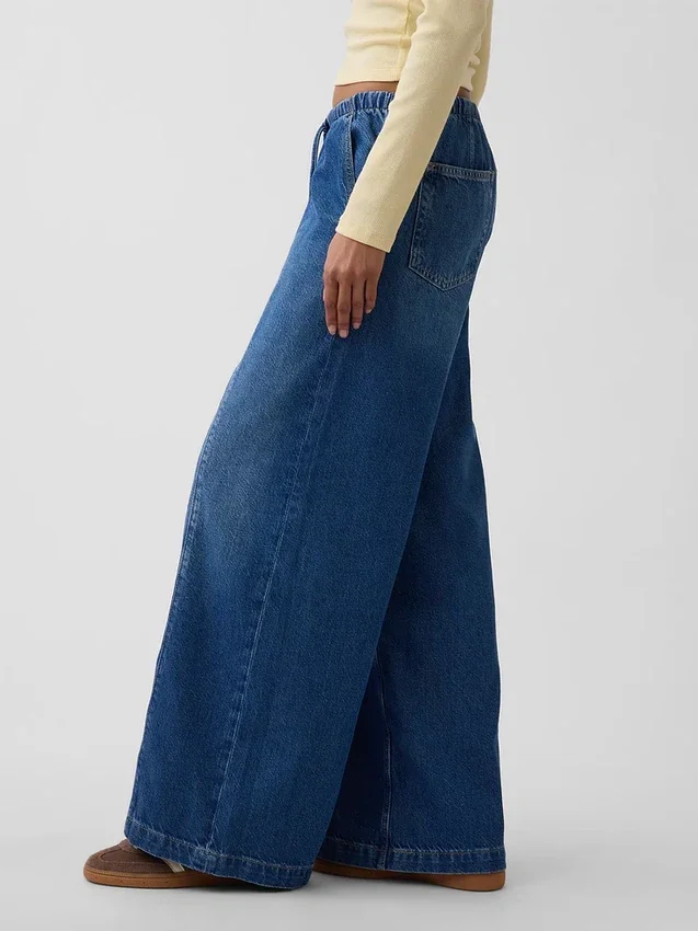 Mid Rise Ultrasoft Easy Seamed Baggy Jeans