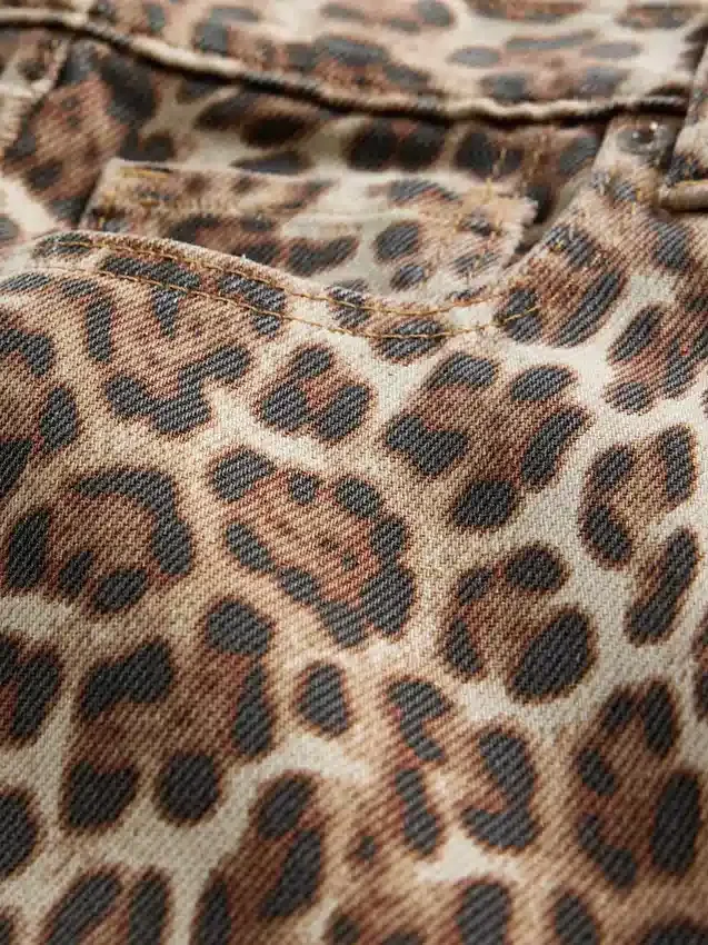 Mid Rise Ultrasoft Leopard Baggy Jeans