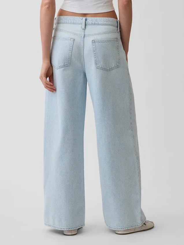 Mid Rise Ultrasoft Pleated Baggy Jeans