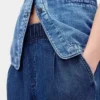 Mid Rise Ultrasoft Pleated Baggy Jeans