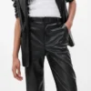 Mid Rise Vegan Leather Loose Pants