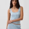Mini Rib Lace Henley Pj Tank Top