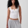 Mini Rib Lace Henley Pj Tank Top