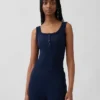 Mini Rib Lace Henley Pj Tank Top