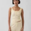 Mini Rib Lace Henley Pj Tank Top