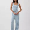 Mini Rib Lace Henley Pj Tank Top