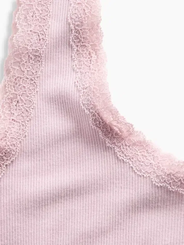 Mini Rib Lace-Trim Pj Tank Top