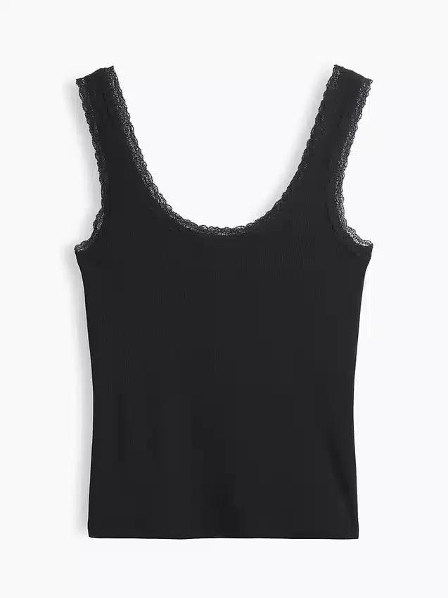 Mini Rib Lace-Trim Pj Tank Top