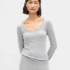 Mini Rib Lace-Trim Pj Top