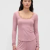 Mini Rib Lace-Trim Pj Top