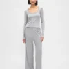 Mini Rib Lace-Trim Pj Top