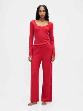 Mini Rib Lace-Trim Pj Top