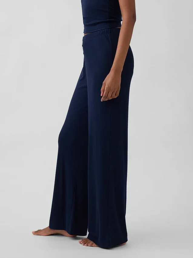 Mini Rib Wide-Leg Pj Pants