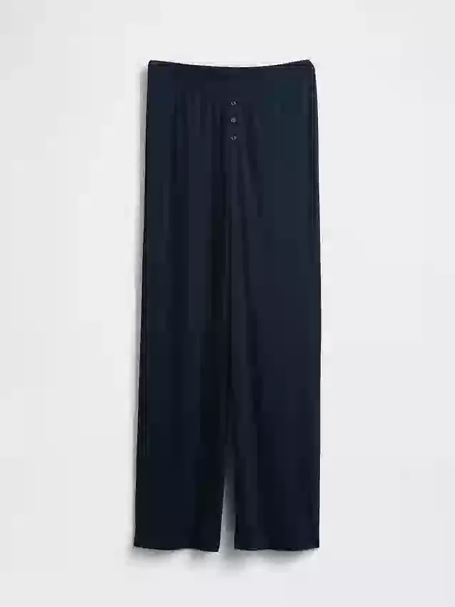 Mini Rib Wide-Leg Pj Pants
