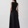 Mixed Media Drop-Waist Maxi Dress