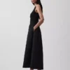 Mixed Media Drop-Waist Maxi Dress