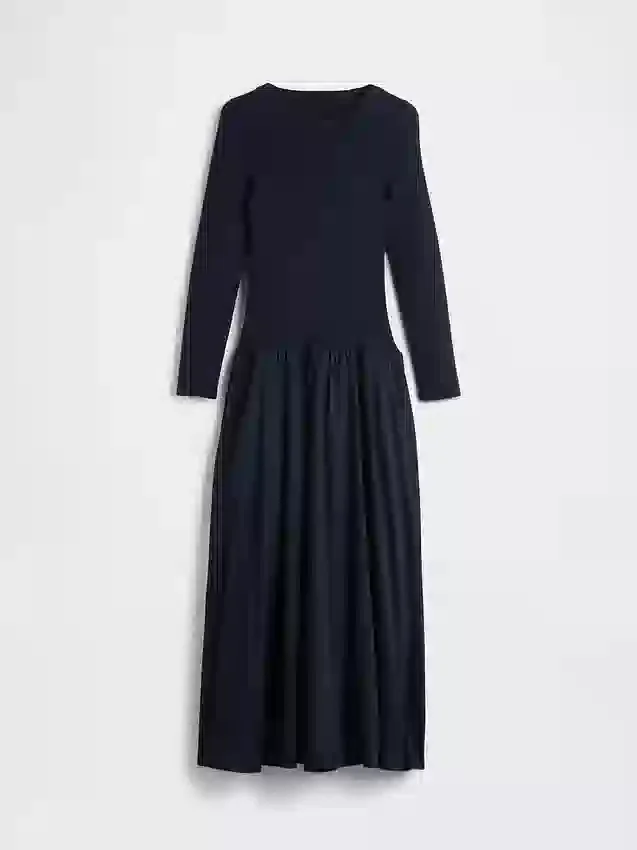 Mixed Media Drop-Waist Maxi Dress