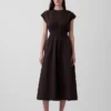 Mixed Media Drop-Waist Midi Dress