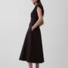 Mixed Media Drop-Waist Midi Dress