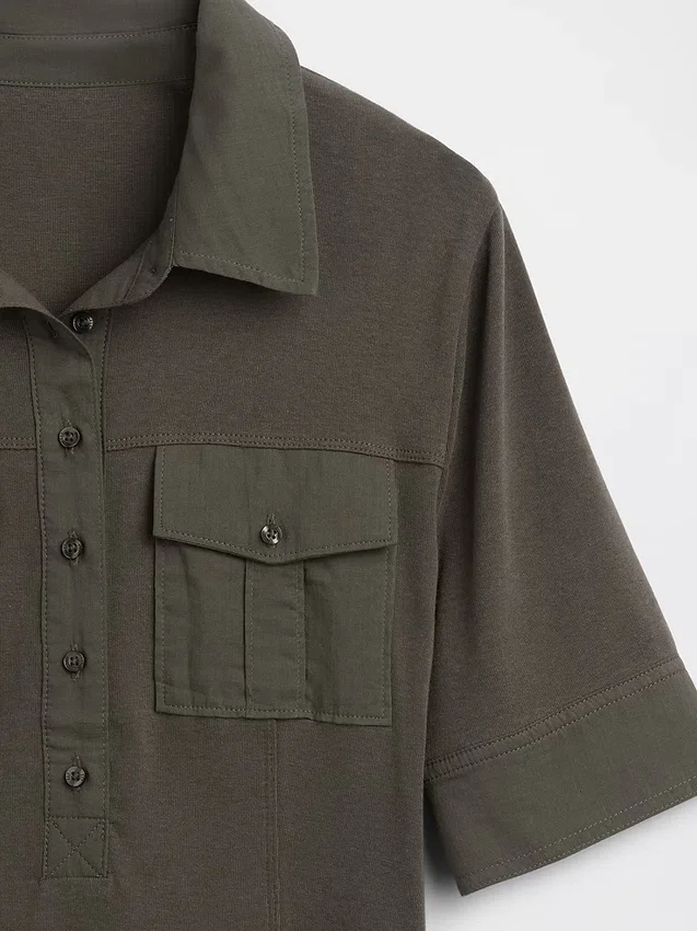 Modern Elbow-Sleeve Utility T-Shirt
