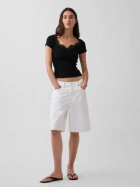 Modern Lace-Trim Crop Top