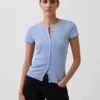 Modern Rib Button-Front Crew T-Shirt