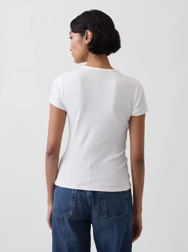 Modern Rib Button-Front Crew T-Shirt