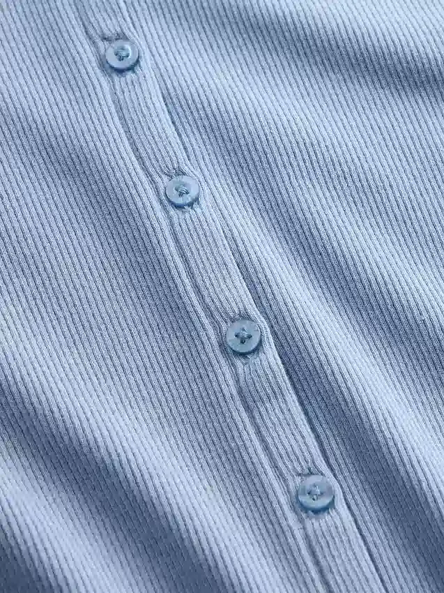 Modern Rib Button-Front Crew T-Shirt