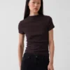 Modern Rib Mockneck Crop T-Shirt