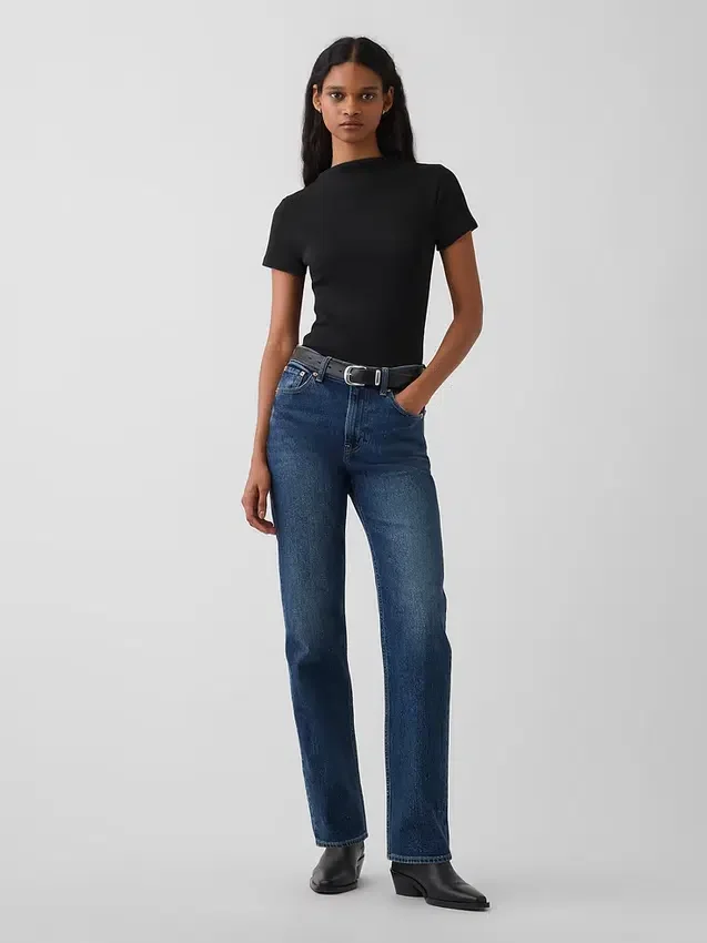 Modern Rib Mockneck Crop T-Shirt