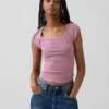 Modern Square-Neck Crop T-Shirt
