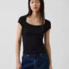 Modern Square-Neck Crop T-Shirt