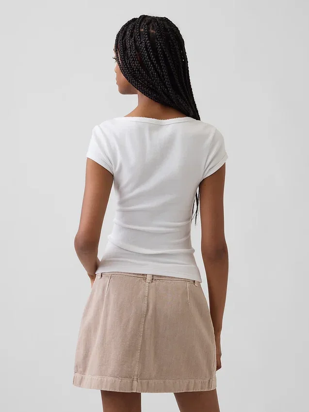 Modern Square-Neck Crop T-Shirt