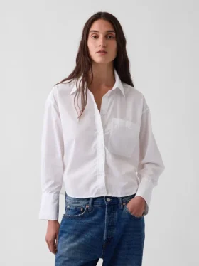 Organic Cotton Poplin Oversized Crop Shirt